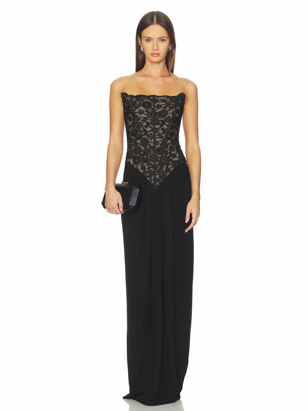 NBD Revolve Asta Black Lace Strapless Bustier Corset Top Evening Gown Size XS